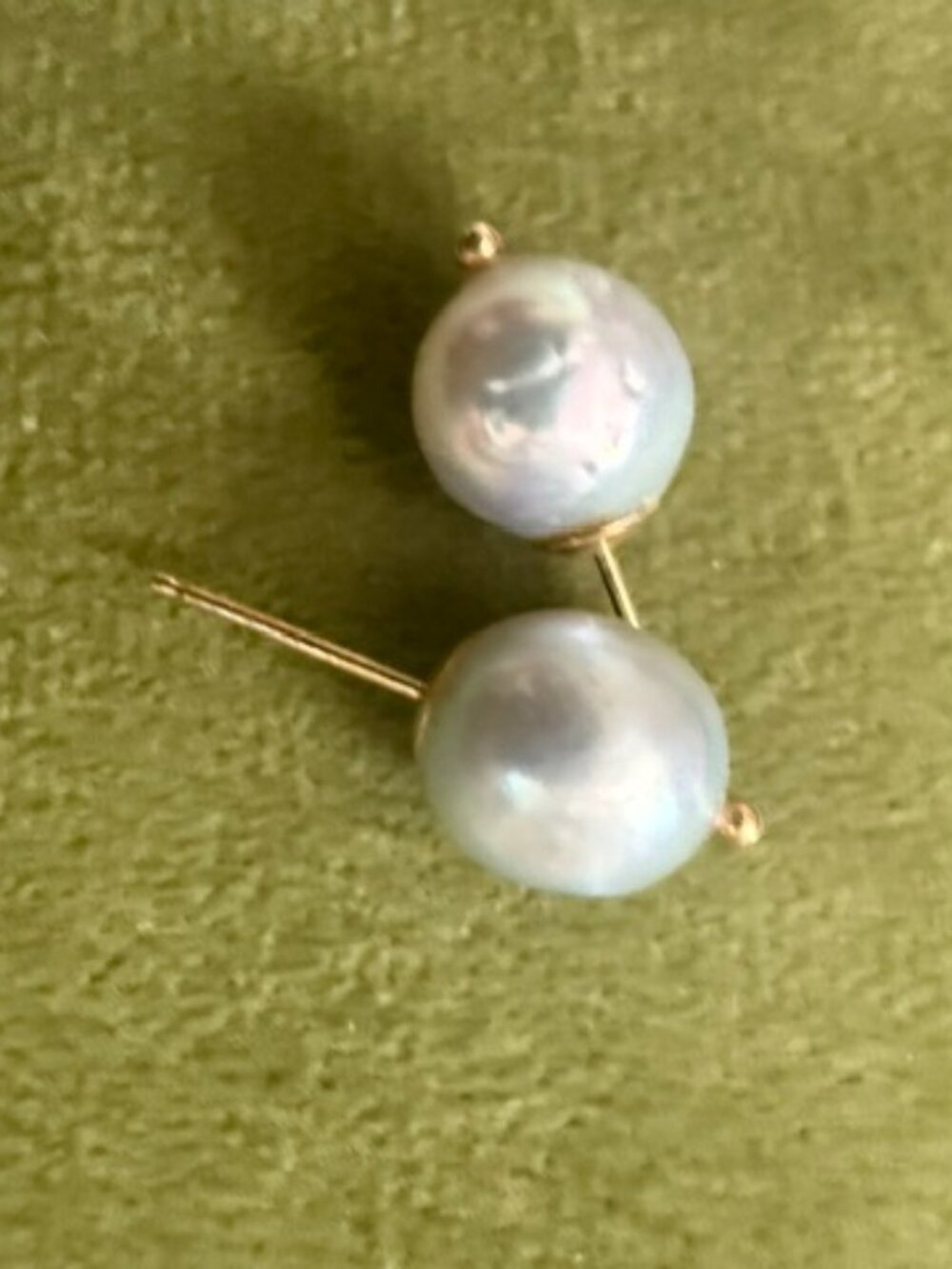 South Sea Pearl Baroque Stud Earrings, Natural Blue 14k